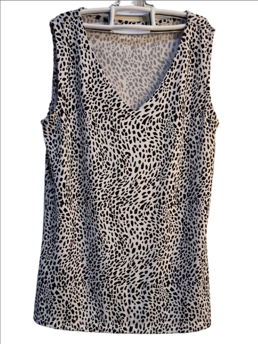 Cleo V-Neck Sleeveless Blouse Shell Leopard Print Tank - Size S/P